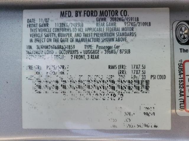 Photo 10 from auction – 2008 LINCOLN MKZ with VIN 3LNHM26T68R634859