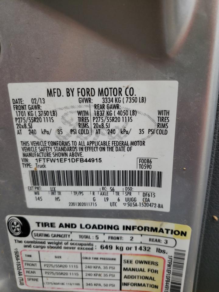 Photo 10 from auction – 2013 FORD F150 SUPER with VIN 1FTFW1EF1DFB44915