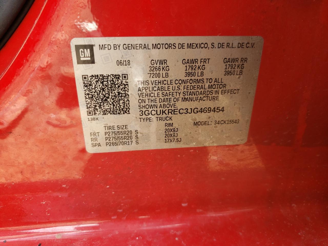 Photo 10 from auction – 2018 CHEVROLET SILVERADO with VIN 3GCUKREC3JG469454