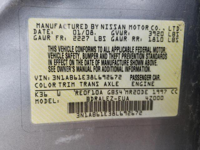 Photo 10 from auction – 2008 NISSAN SENTRA 2.0 with VIN 3N1AB61E38L692672