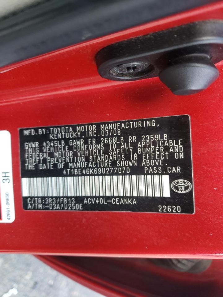 Photo 10 from auction – 2009 TOYOTA CAMRY BASE with VIN 4T1BE46K69U277070