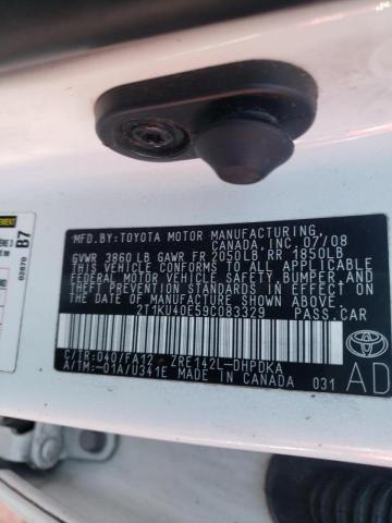 Photo 10 from auction – 2009 TOYOTA COROLLA MA with VIN 2T1KU40E59C083329