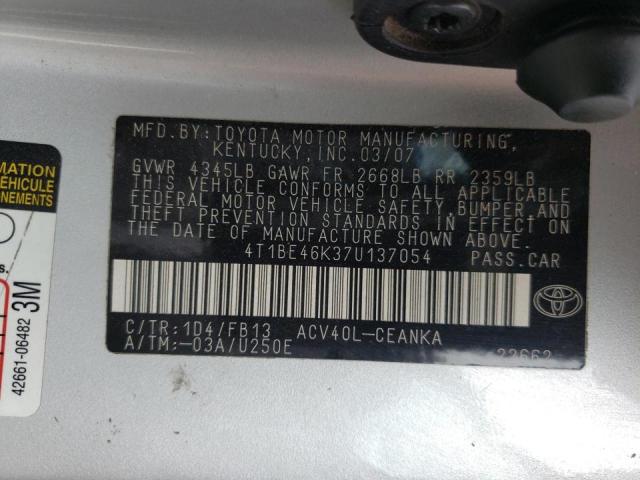 Photo 10 from auction – 2007 TOYOTA CAMRY CE with VIN 4T1BE46K37U137054
