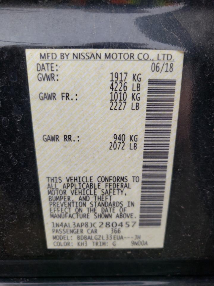 Photo 10 from auction – 2018 NISSAN ALTIMA 2.5 with VIN 1N4AL3AP8JC280457