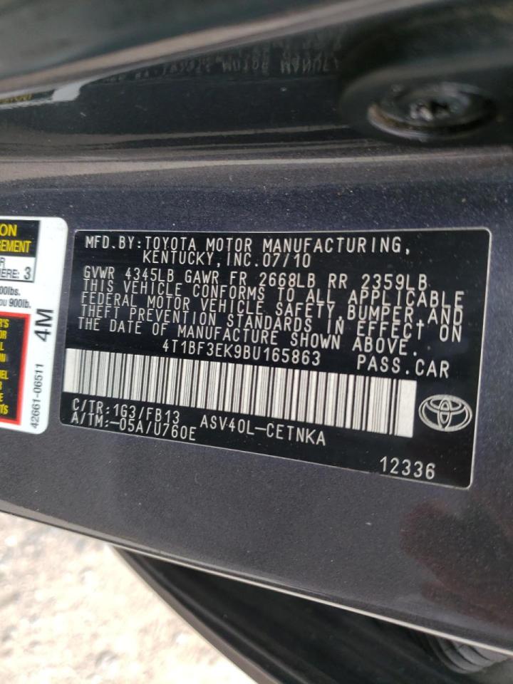 Photo 10 from auction – 2011 TOYOTA CAMRY BASE with VIN 4T1BF3EK9BU165863