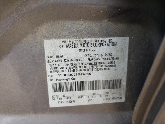 Photo 10 from auction – 2008 MAZDA 6 I with VIN 1YVHP84C285M07506