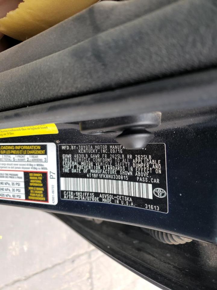 Photo 10 from auction – 2017 TOYOTA CAMRY LE with VIN 4T1BF1FK8HU330815