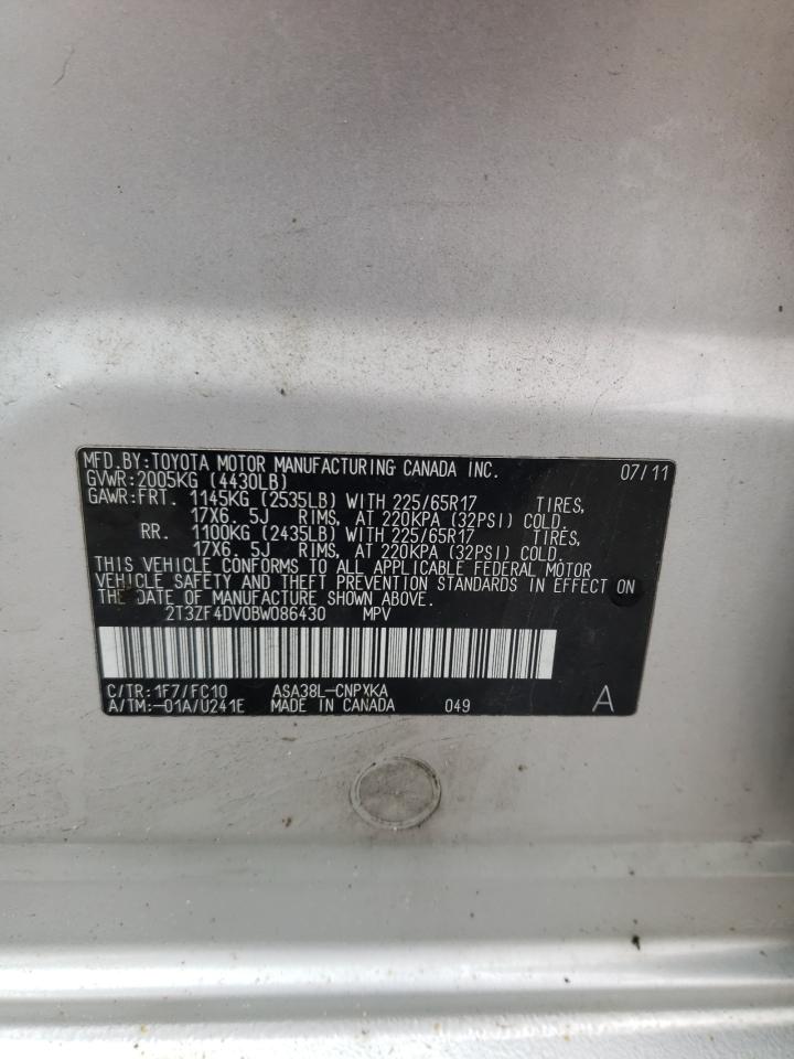 Photo 10 from auction – 2011 TOYOTA RAV4 with VIN 2T3ZF4DV0BW086430