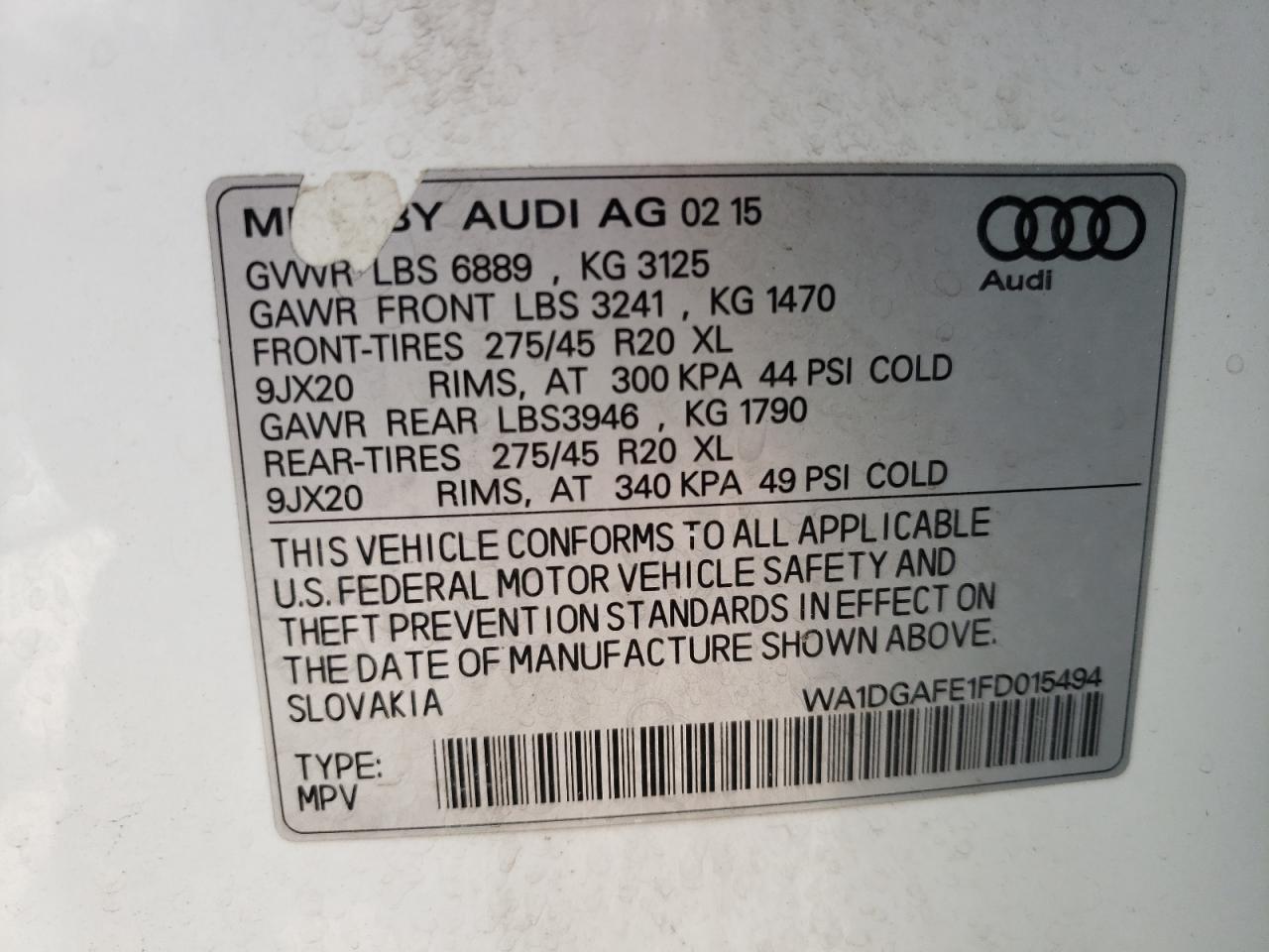 Photo 10 from auction – 2015 AUDI Q7 PRESTIG with VIN WA1DGAFE1FD015494