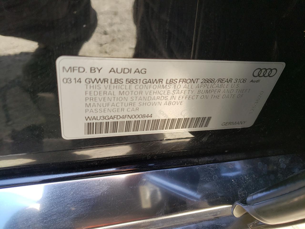 Photo 10 from auction – 2015 AUDI A8 L QUATT with VIN WAU3GAFD4FN000844