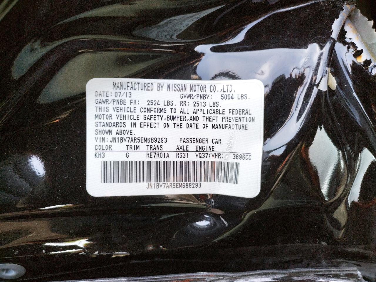Photo 10 from auction – 2014 INFINITI Q50 BASE with VIN JN1BV7AR5EM689293