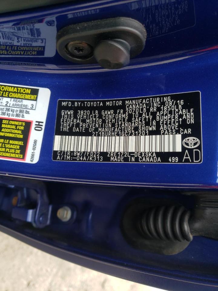 Photo 10 from auction – 2016 TOYOTA COROLLA L with VIN 2T1BURHE1GC731201