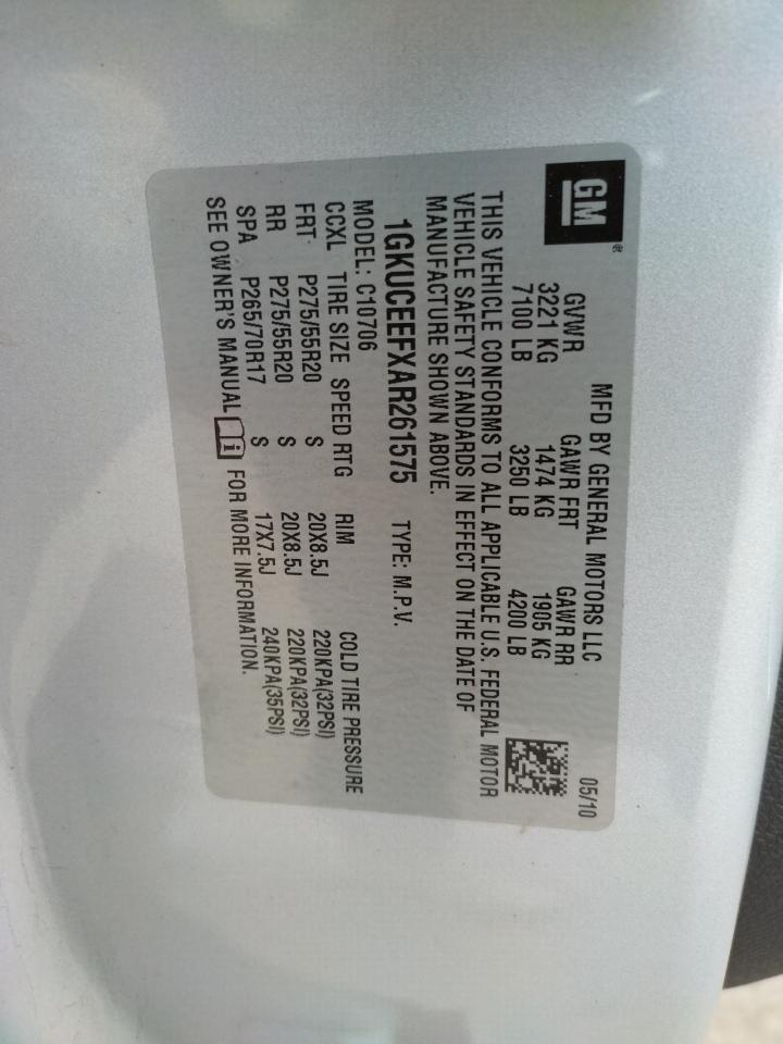 Photo 10 from auction – 2010 GMC YUKON DENA with VIN 1GKUCEEFXAR261575