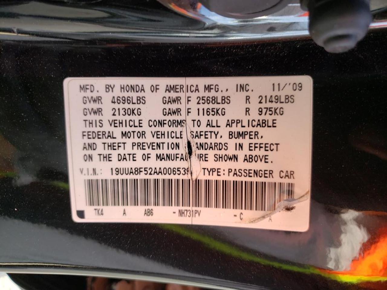 Photo 10 from auction – 2010 ACURA TL with VIN 19UUA8F52AA006539