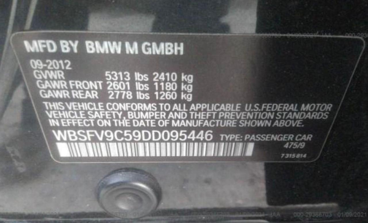 Photo 10 from auction – 2013 BMW M5 with VIN WBSFV9C59DD095446