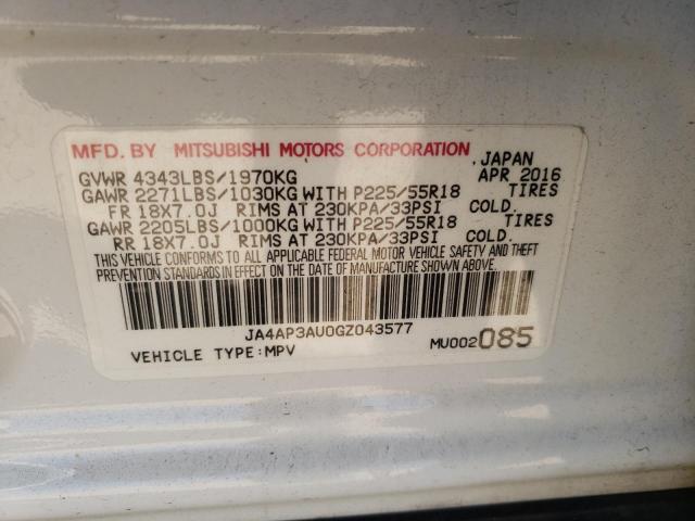 Photo 10 from auction – 2016 MITSUBISHI OUTLANDER with VIN JA4AP3AU0GZ043577