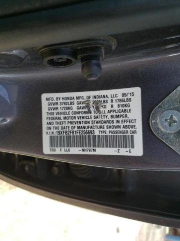 Photo 10 from auction – 2015 HONDA CIVIC EX with VIN 19XFB2F81FE256693