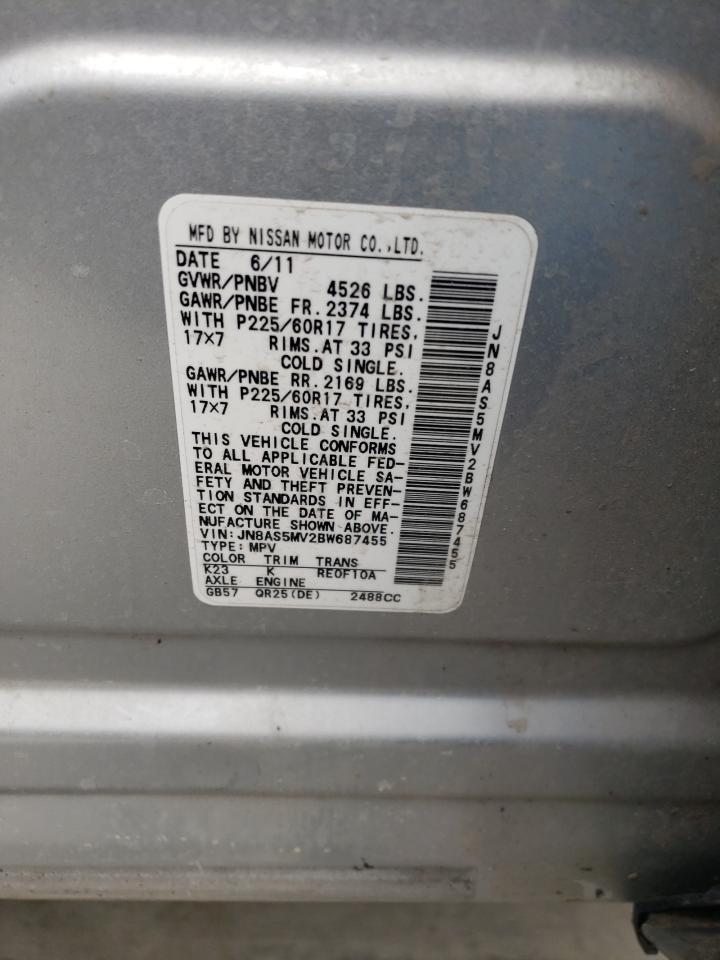 Photo 10 from auction – 2011 NISSAN ROGUE S with VIN JN8AS5MV2BW687455