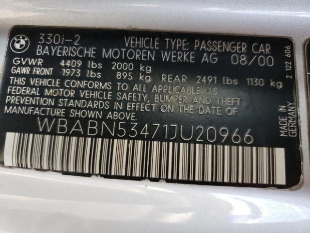 Photo 10 from auction – 2001 BMW 330 CI with VIN WBABN53471JU20966