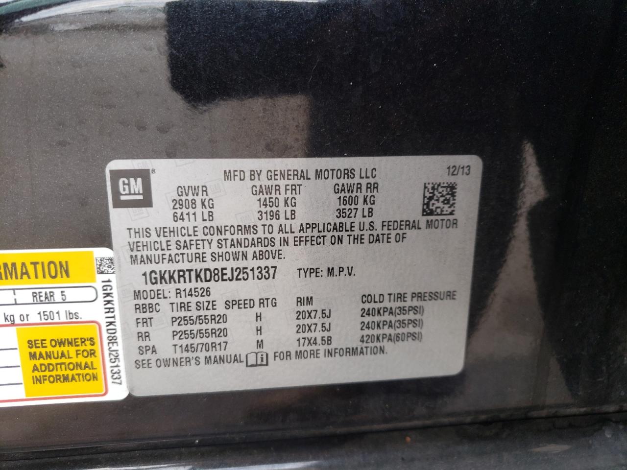 Photo 10 from auction – 2014 GMC ACADIA DEN with VIN 1GKKRTKD8EJ251337