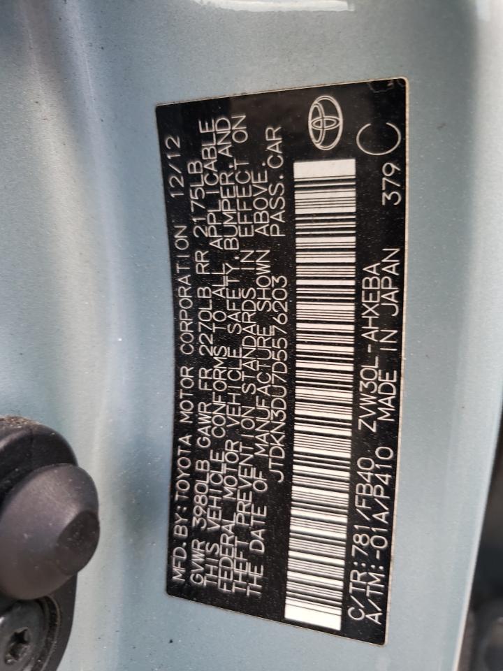 Photo 10 from auction – 2013 TOYOTA PRIUS with VIN JTDKN3DU7D5576203