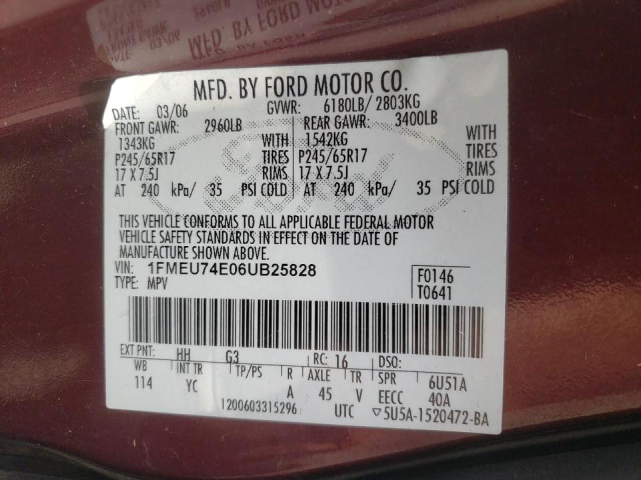 Photo 10 from auction – 2006 FORD EXPLORER E with VIN 1FMEU74E06UB25828
