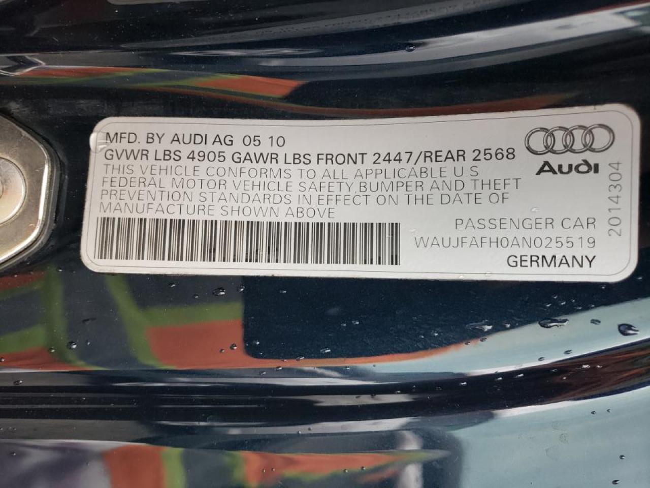 Photo 10 from auction – 2010 AUDI A5 PREMIUM with VIN WAUJFAFH0AN025519