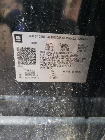 Photo 10 from auction – 2020 CHEVROLET EQUINOX LT with VIN 2GNAXJEV9L6115435