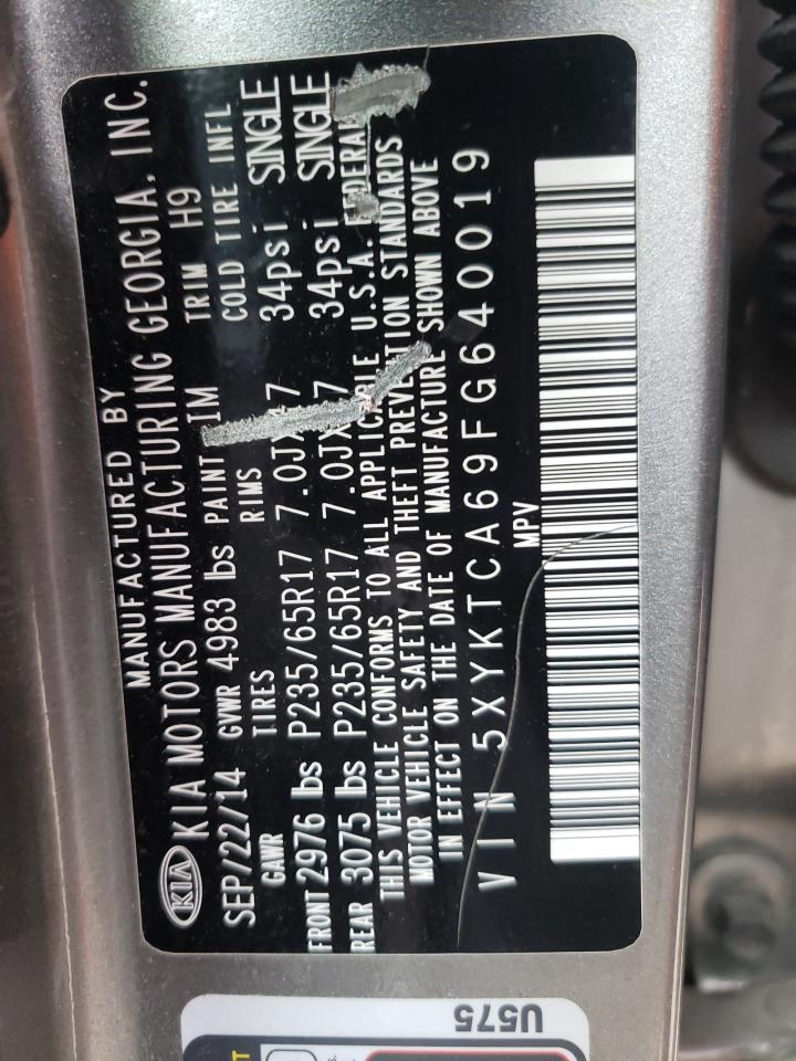 Photo 10 from auction – 2015 KIA SORENTO LX with VIN 5XYKTCA69FG640019