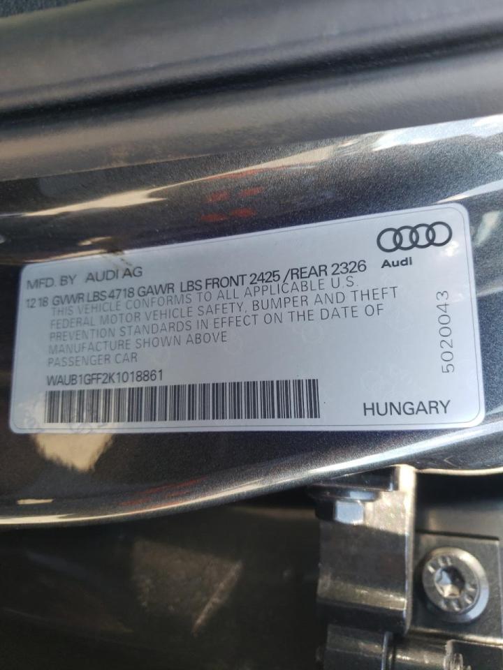 Photo 10 from auction – 2019 AUDI S3 PREMIUM with VIN WAUB1GFF2K1018861