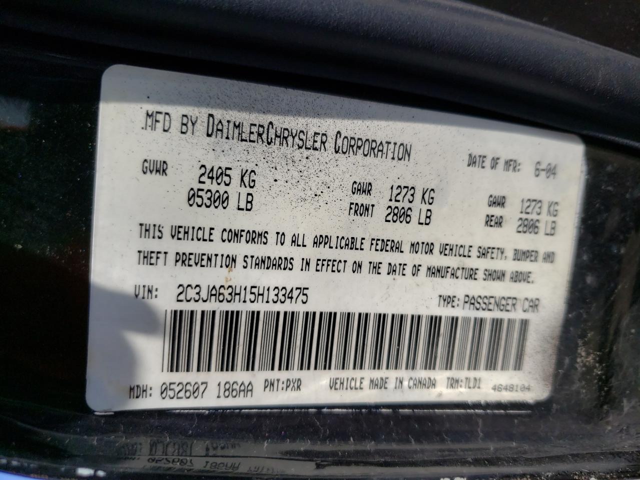 Photo 10 from auction – 2005 CHRYSLER 300C with VIN 2C3JA63H15H133475