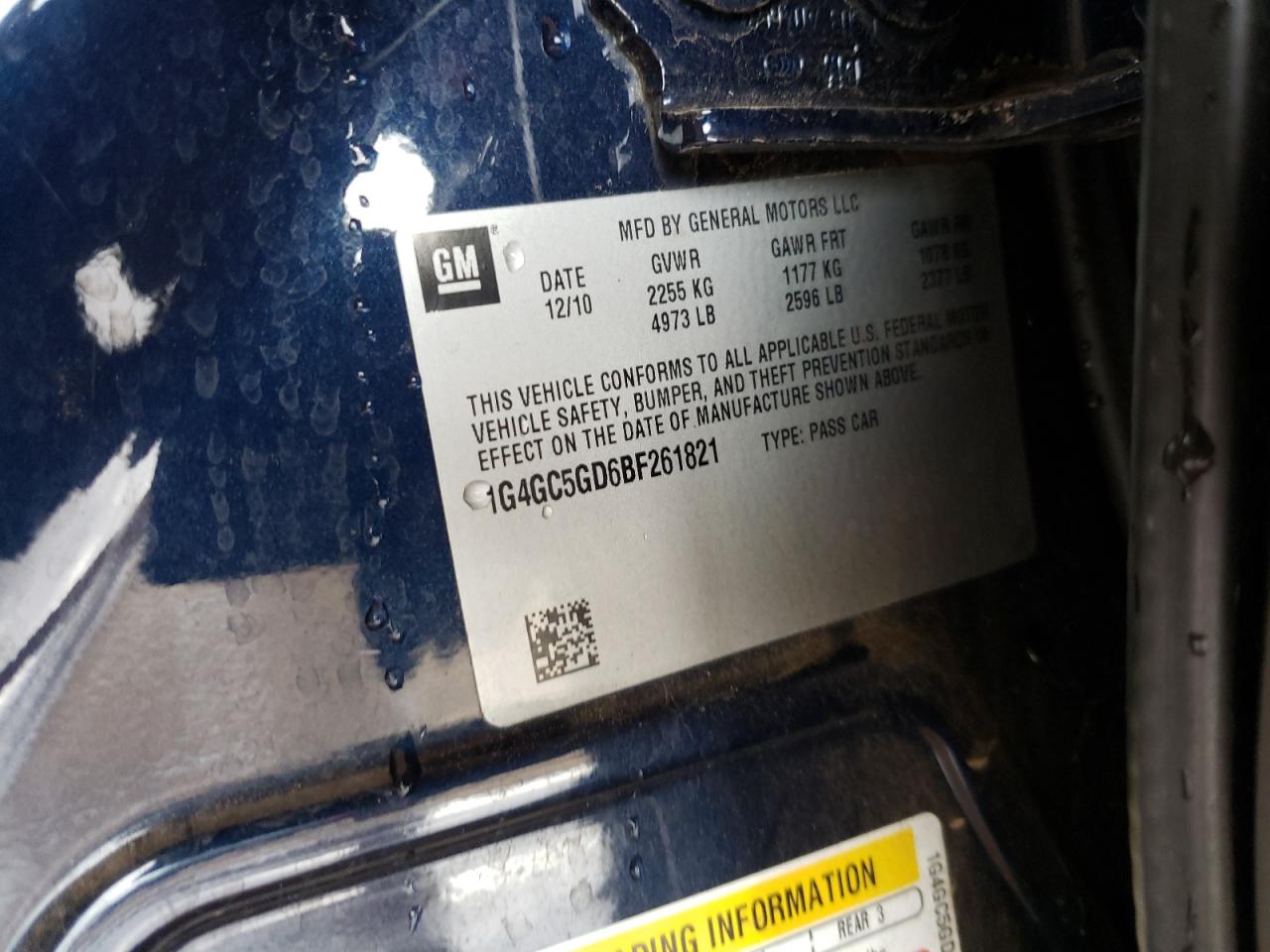 Photo 10 from auction – 2011 BUICK LACROSSE C with VIN 1G4GC5GD6BF261821