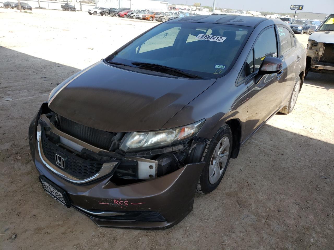 HONDA CIVIC LX 2013 with VIN 2HGFB2F50DH558498 - Photo from auction