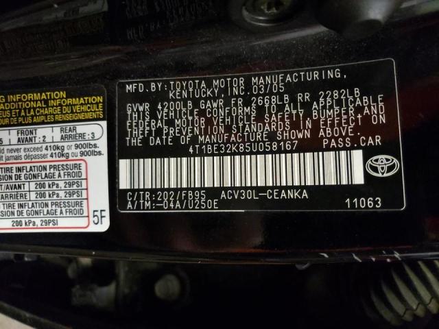 Photo 10 from auction – 2005 TOYOTA CAMRY with VIN 4T1BE32K85U058167
