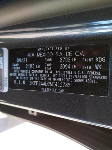 KIA FORTE FE 2021 with VIN 3KPF24AD2ME412785 - Photo from auction