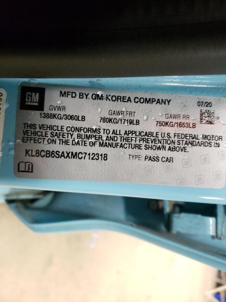 Photo 10 from auction – 2021 CHEVROLET SPARK LS with VIN KL8CB6SAXMC712318