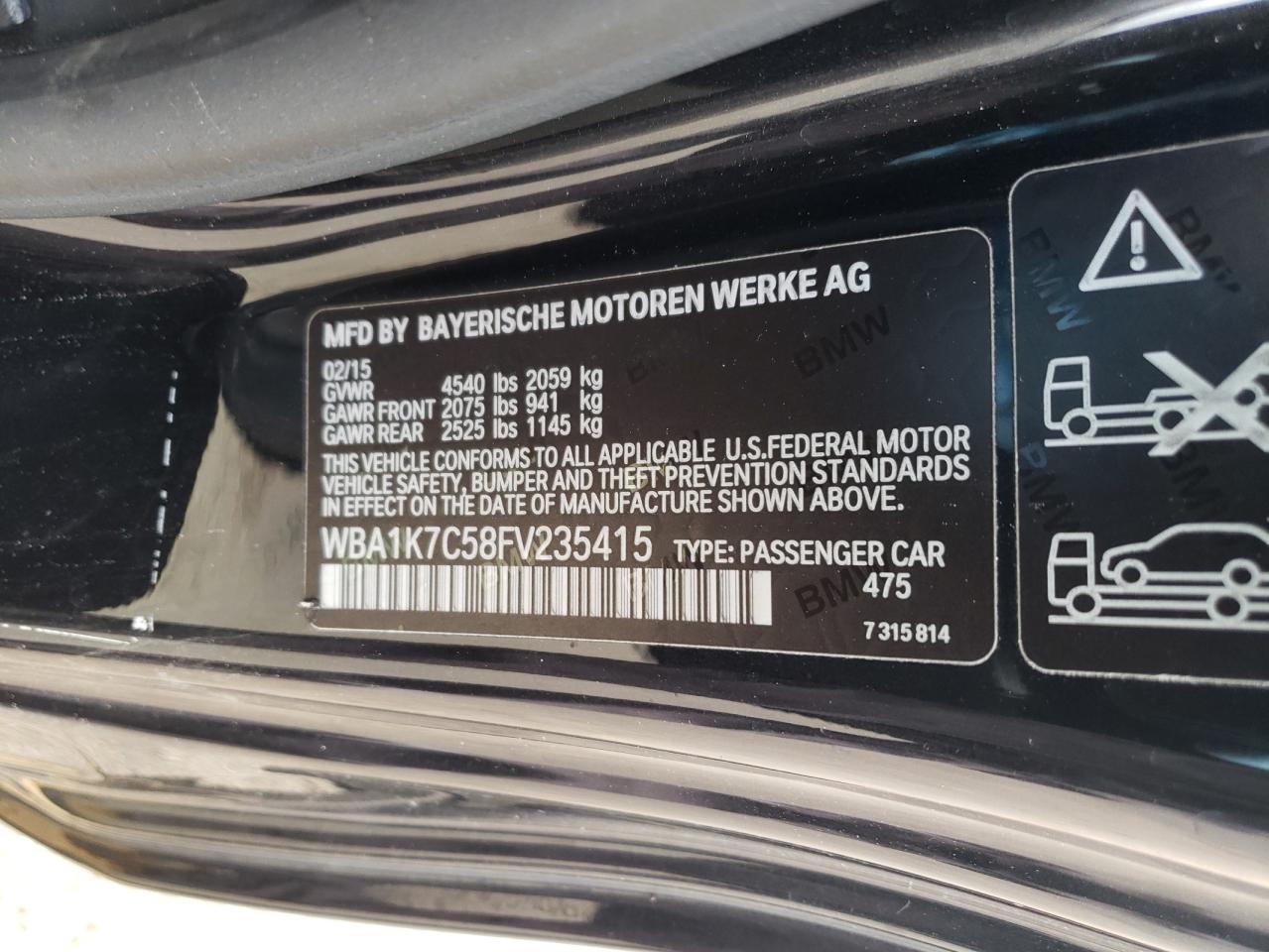 Photo 10 from auction – 2015 BMW 228 XI with VIN WBA1K7C58FV235415
