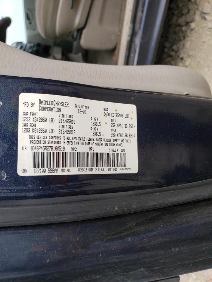 Photo 10 from auction – 2007 DODGE CARAVAN SX with VIN 1D4GP45R27B160519