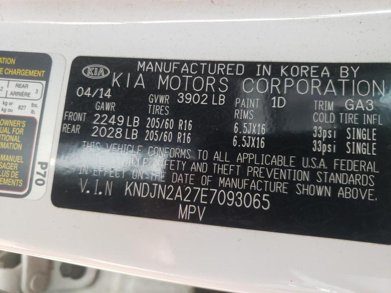 Photo 10 from auction – 2014 KIA SOUL with VIN KNDJN2A27E7093065