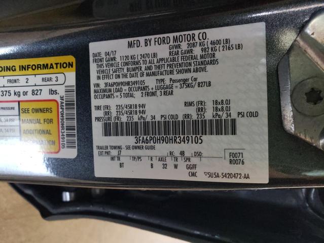 Photo 10 from auction – 2017 FORD FUSION SE with VIN 3FA6P0H90HR349105