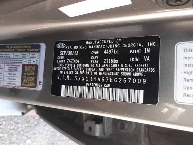 Photo 10 from auction – 2014 KIA OPTIMA SX with VIN 5XXGR4A67EG267009