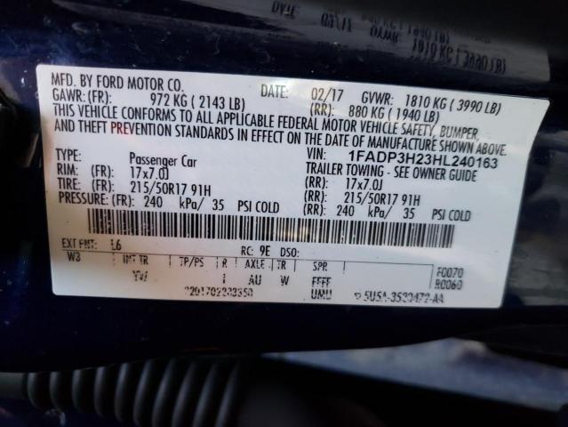 Photo 10 from auction – 2017 FORD FOCUS SEL with VIN 1FADP3H23HL240163