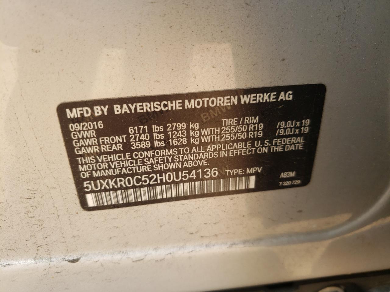 Photo 10 from auction – 2017 BMW X5 XDRIVE3 with VIN 5UXKR0C52H0U54136
