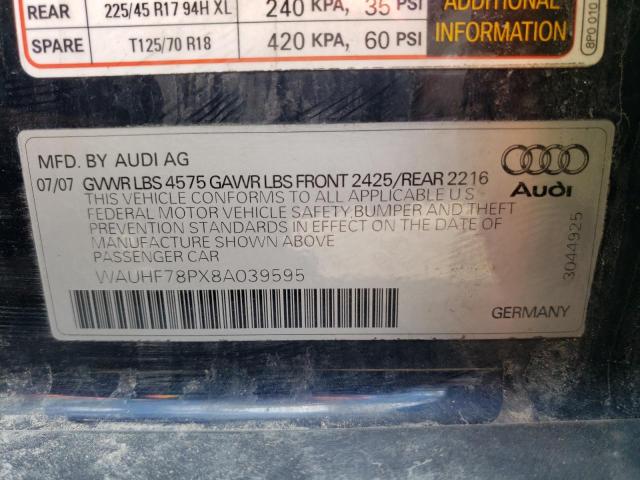 Photo 10 from auction – 2008 AUDI A3 2.0 with VIN WAUHF78PX8A039595