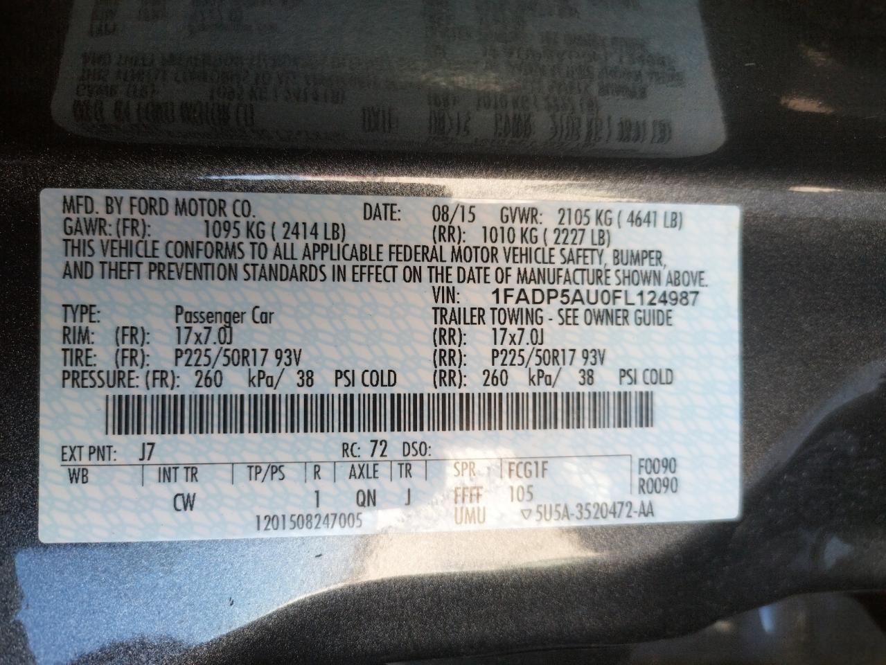 Photo 10 from auction – 2015 FORD C-MAX SE with VIN 1FADP5AU0FL124987