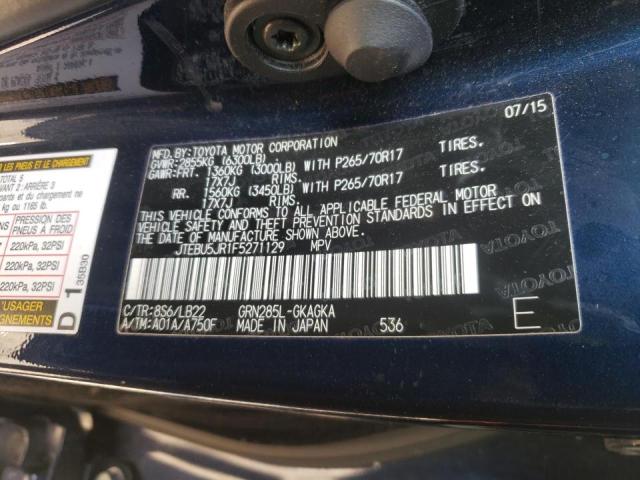 Photo 10 from auction – 2015 TOYOTA 4RUNNER SR with VIN JTEBU5JR1F5271129