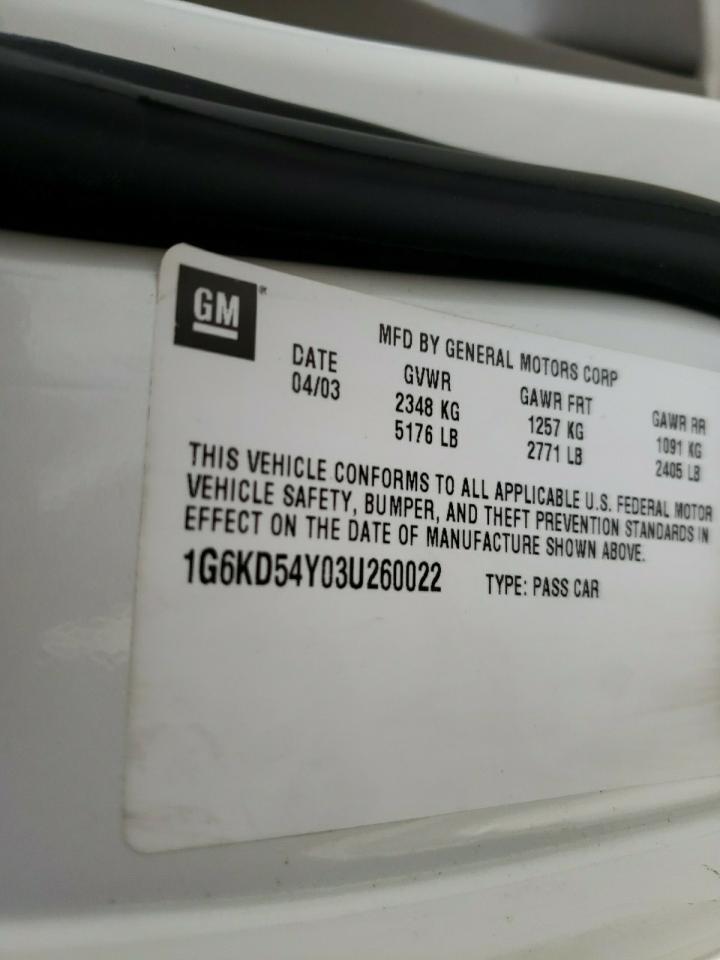 Photo 10 from auction – 2003 CADILLAC DEVILLE with VIN 1G6KD54Y03U260022