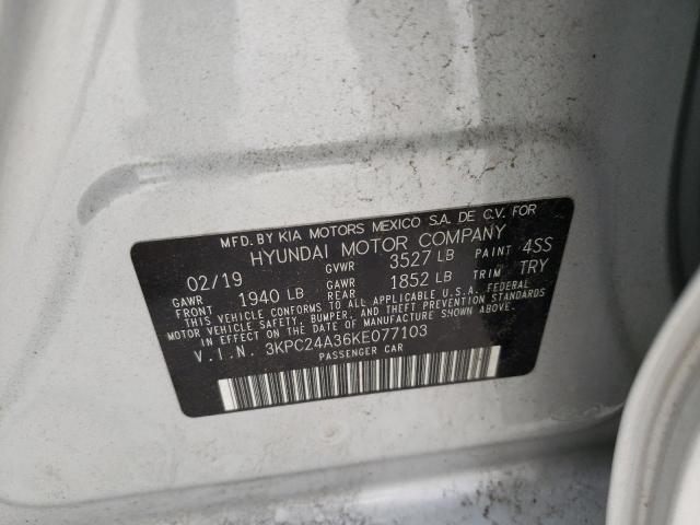 Photo 10 from auction – 2019 HYUNDAI ACCENT SE with VIN 3KPC24A36KE077103
