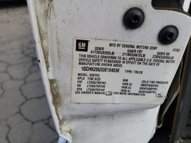 Foto 10 de la subasta – 2003 CHEVROLET SILVERADO con VIN 1GCHK29U33E104536