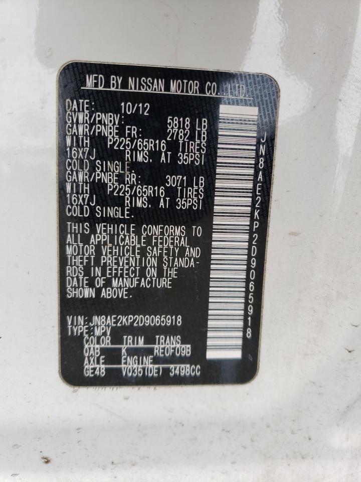 Photo 10 from auction – 2013 NISSAN QUEST S with VIN JN8AE2KP2D9065918